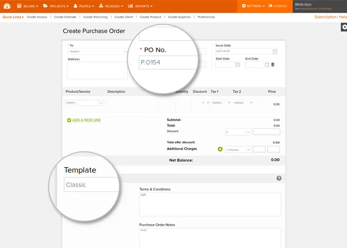 purchase order template