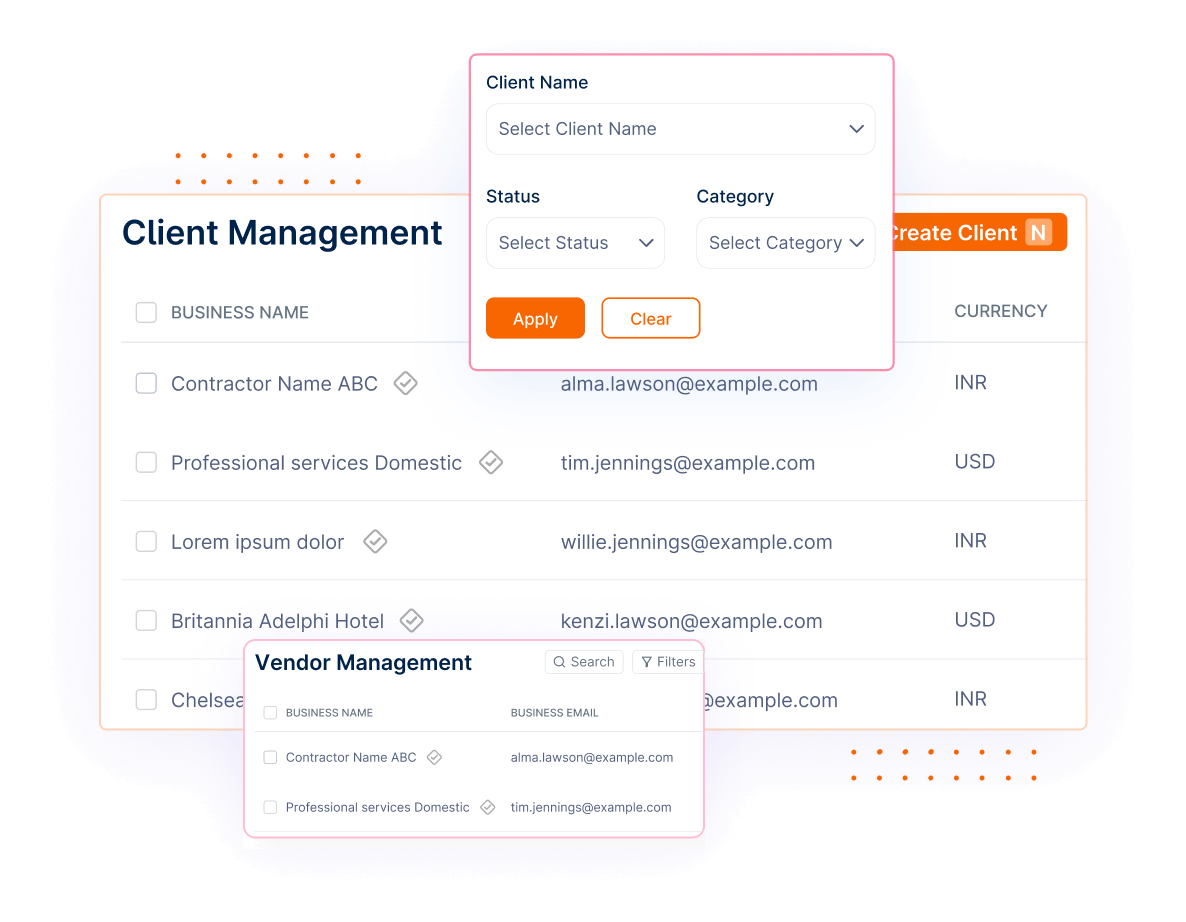 Enterprise Billing Software's Client Management Interface.